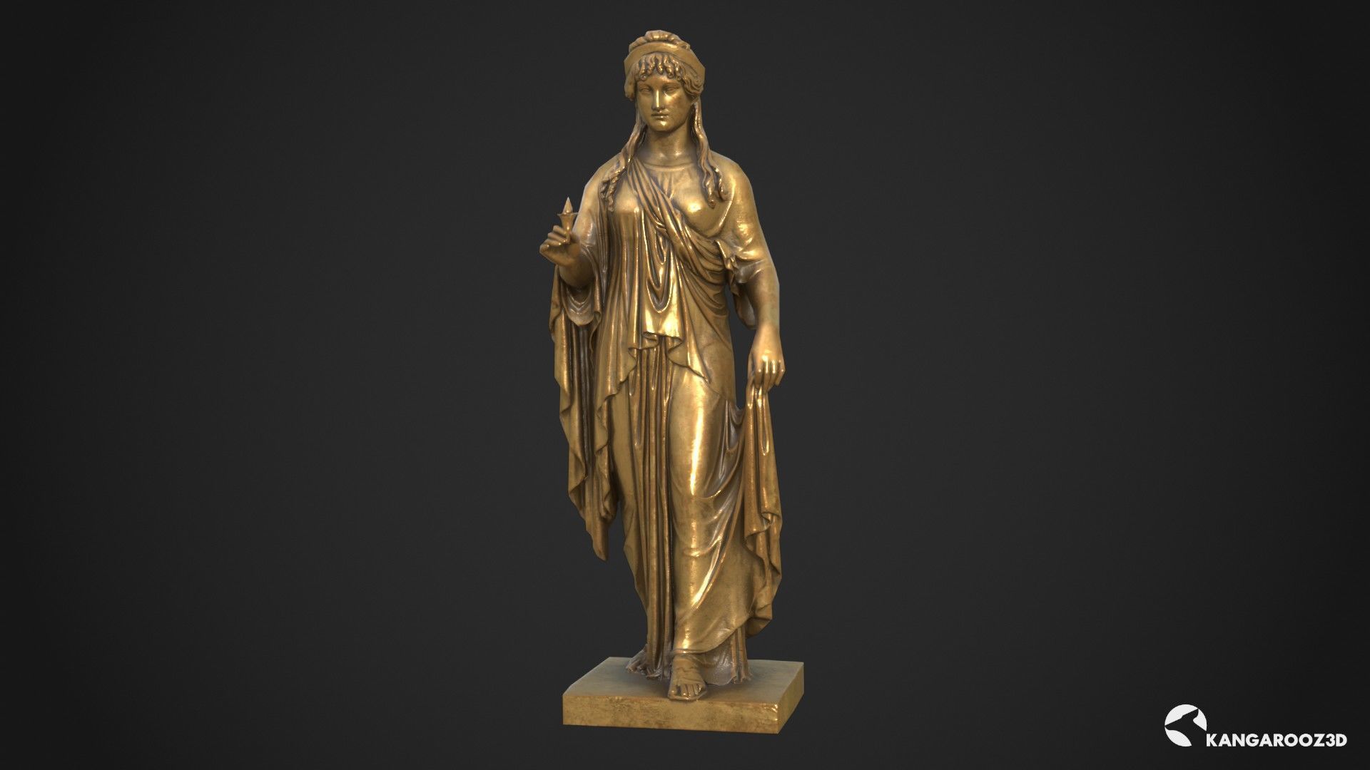 Hope Antique Statue - Old Gold Low-poly 3D model_8
