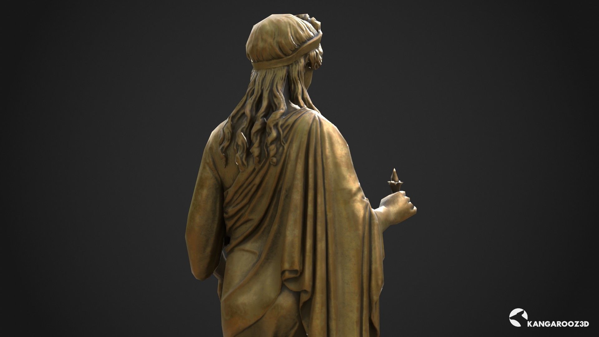 Hope Antique Statue - Old Gold Low-poly 3D model_10