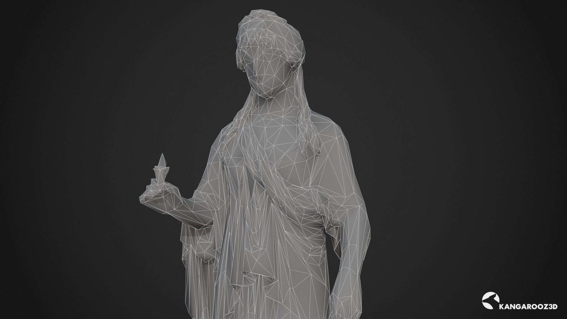 Hope Antique Statue - Old Gold Low-poly 3D model_22