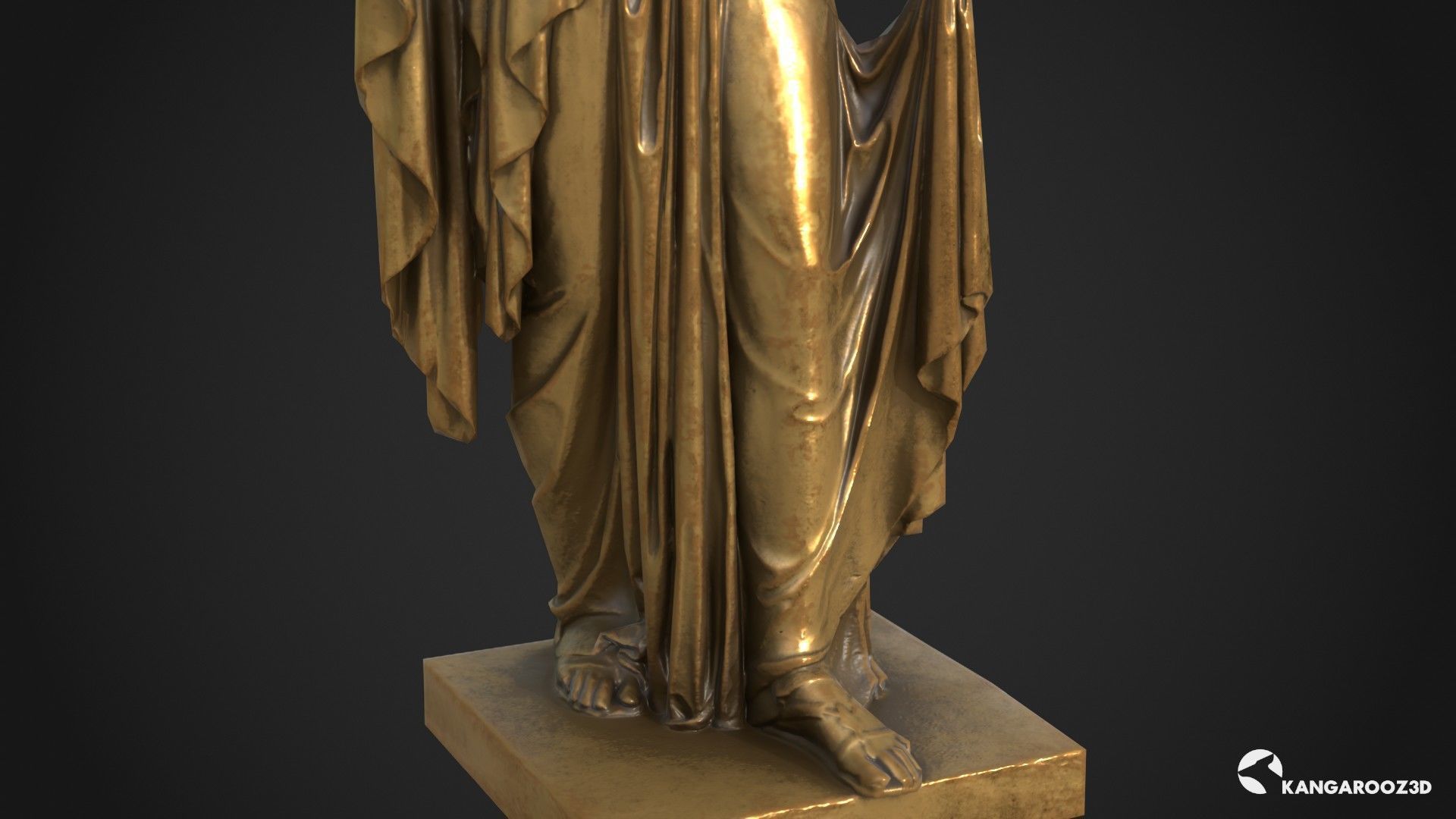 Hope Antique Statue - Old Gold Low-poly 3D model_12