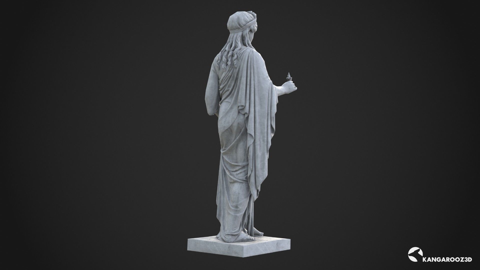 Hope Antique Statue - Old Granite Low-poly 3D model_4