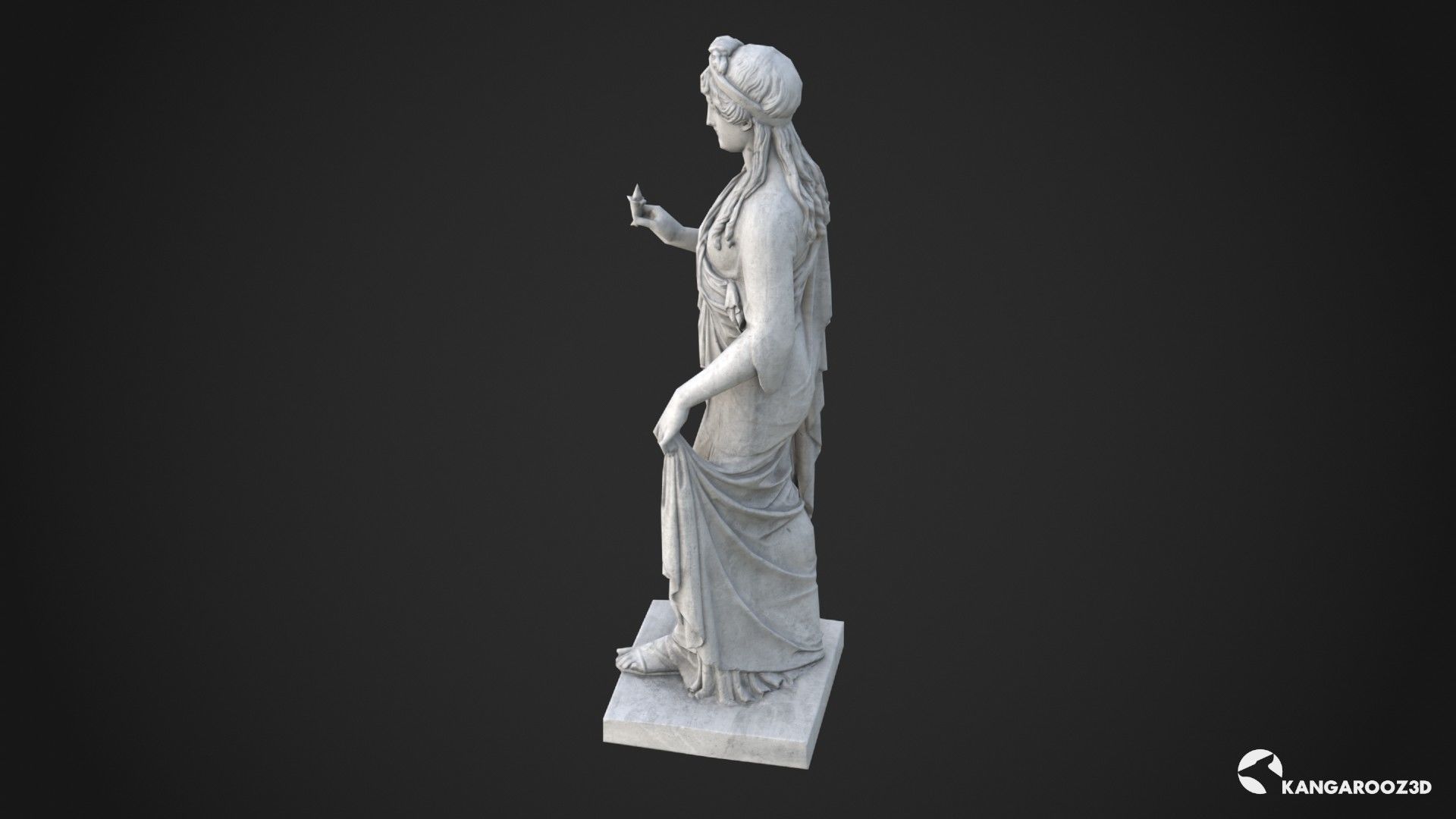 Hope Antique Statue - Old Granite Low-poly 3D model_6