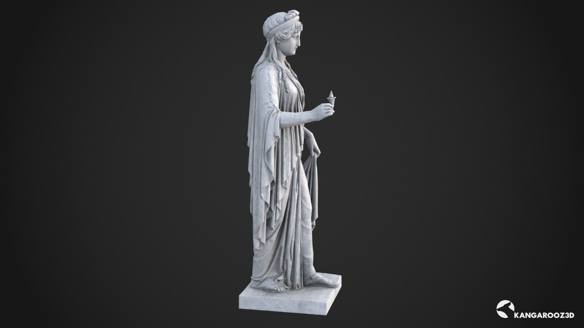 Hope Antique Statue - Old Granite Low-poly 3D model_3