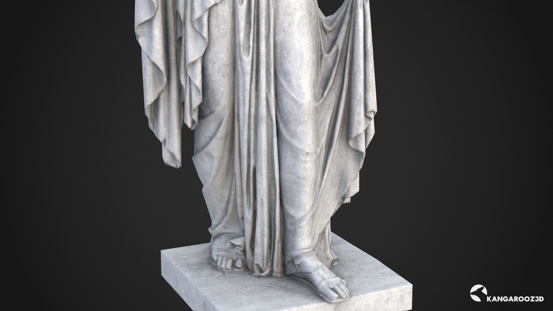 Hope Antique Statue - Old Granite Low-poly 3D model_12