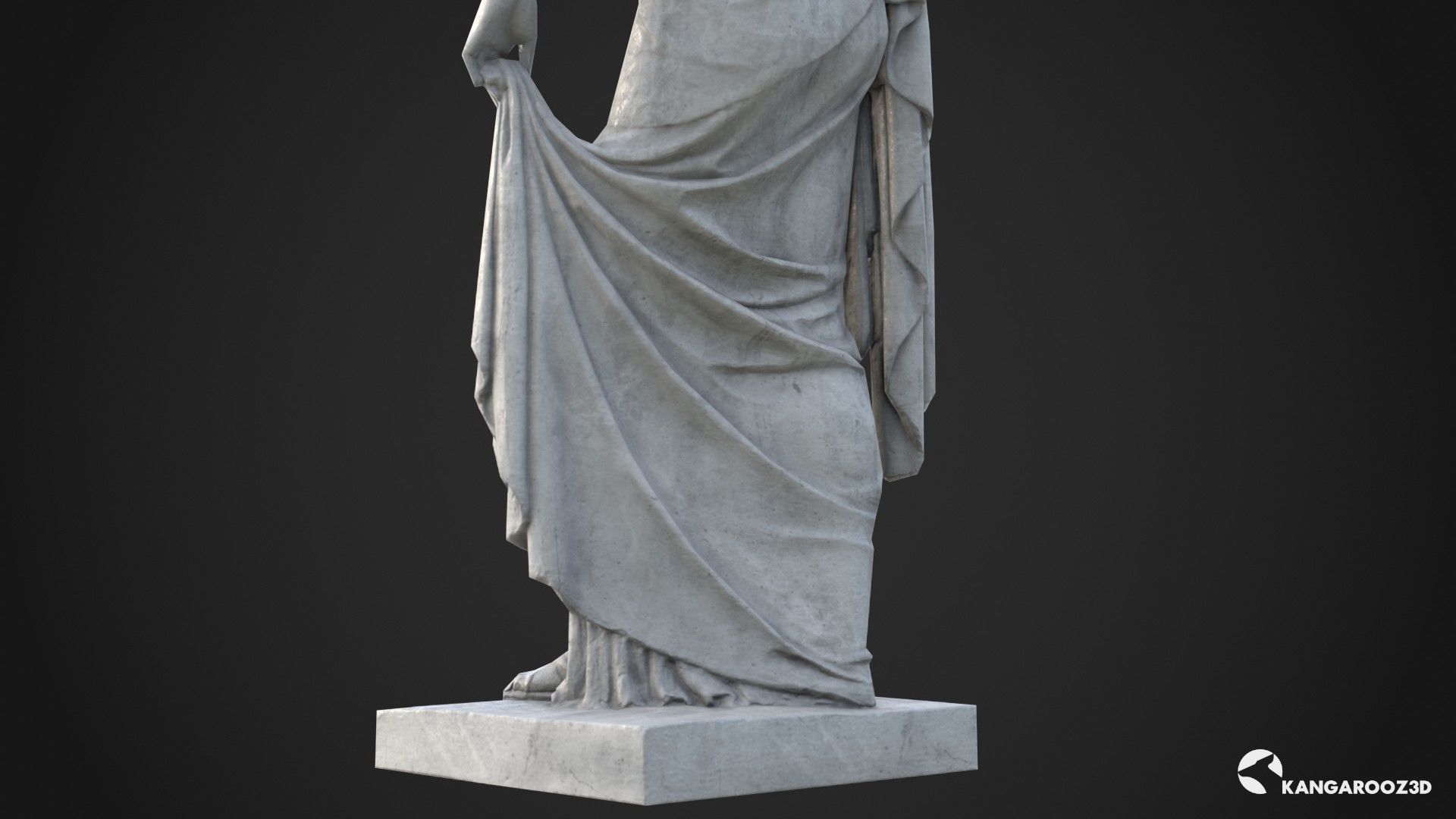 Hope Antique Statue - Old Granite Low-poly 3D model_11
