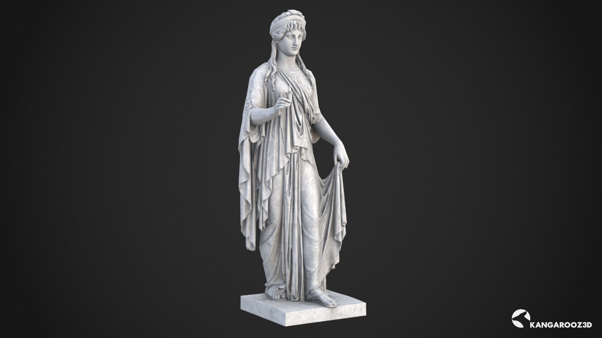 Hope Antique Statue - Old Granite Low-poly 3D model_2