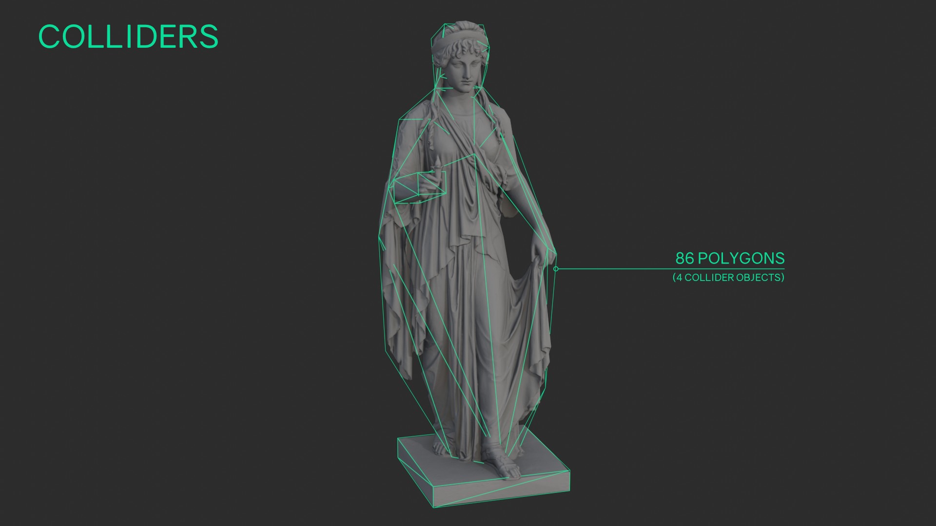 Hope Antique Statue - Old Granite Low-poly 3D model_13