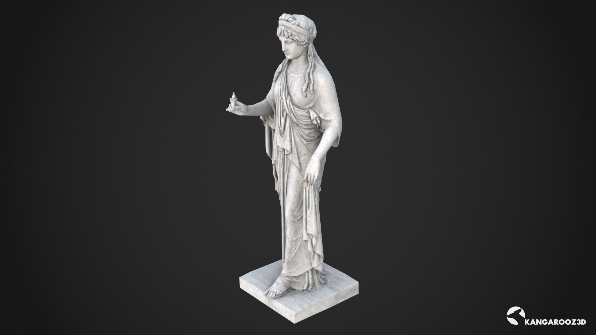 Hope Antique Statue - Old Granite Low-poly 3D model_7