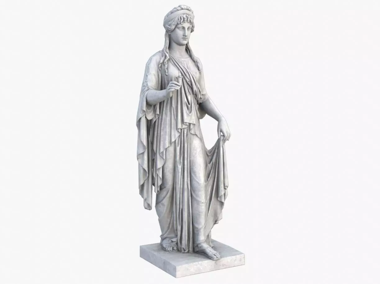 Hope Antique Statue - Old Granite Low-poly 3D model_0