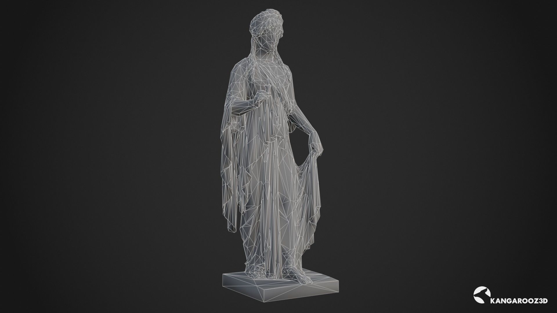 Hope Antique Statue - Old Granite Low-poly 3D model_15