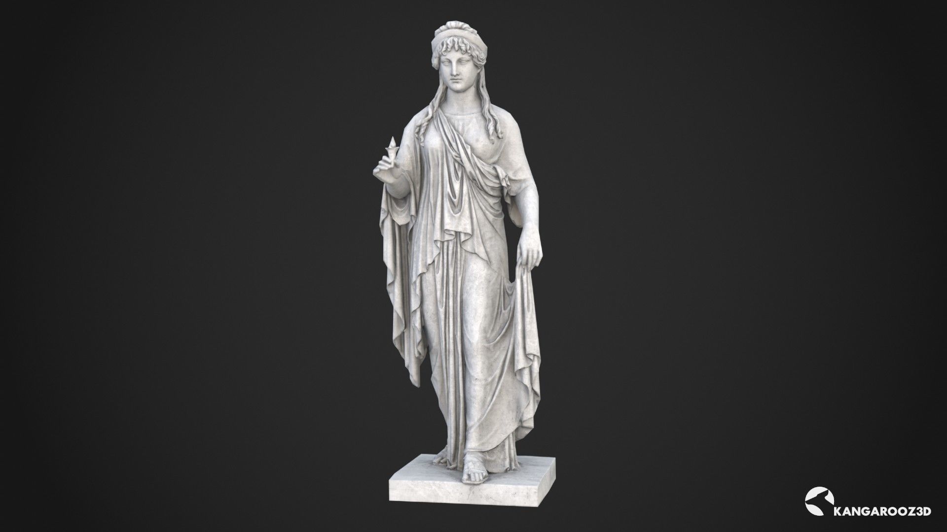 Hope Antique Statue - Old Granite Low-poly 3D model_8