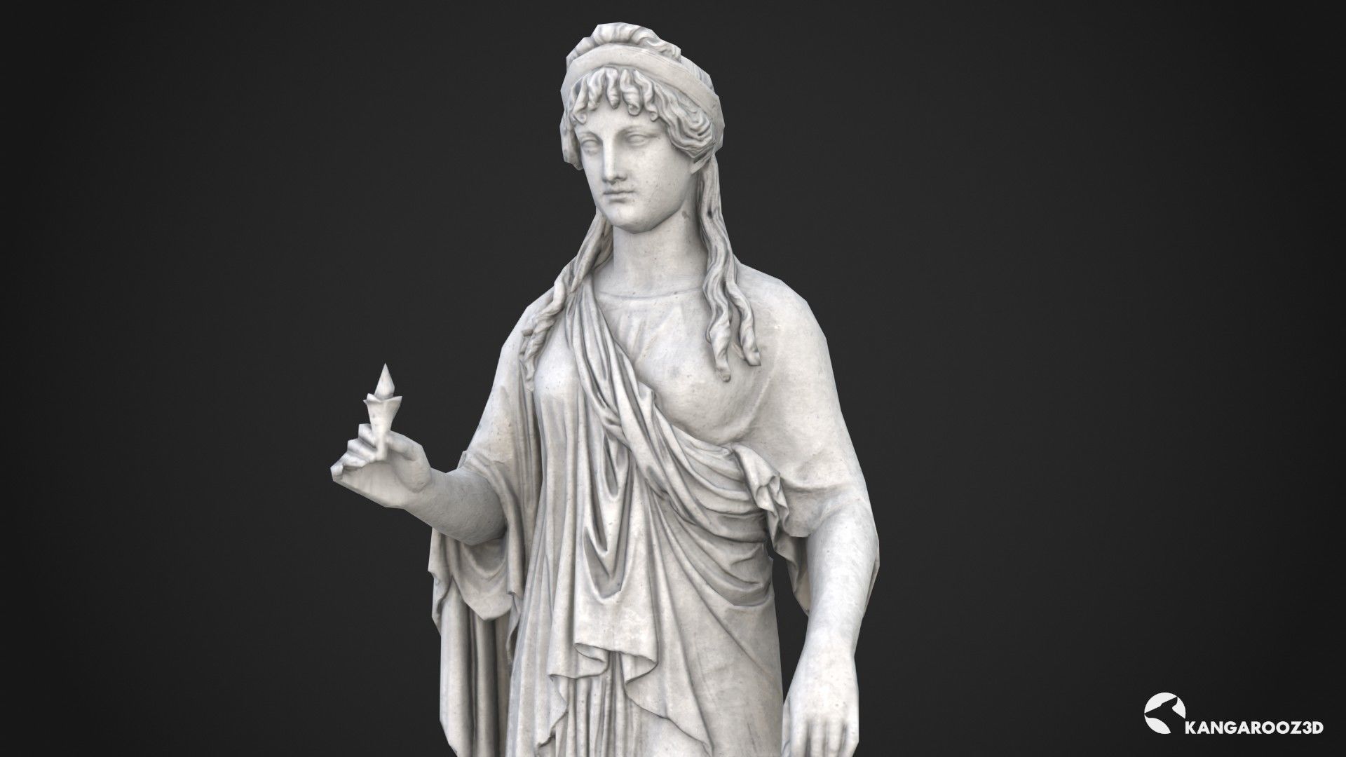 Hope Antique Statue - Old Granite Low-poly 3D model_9