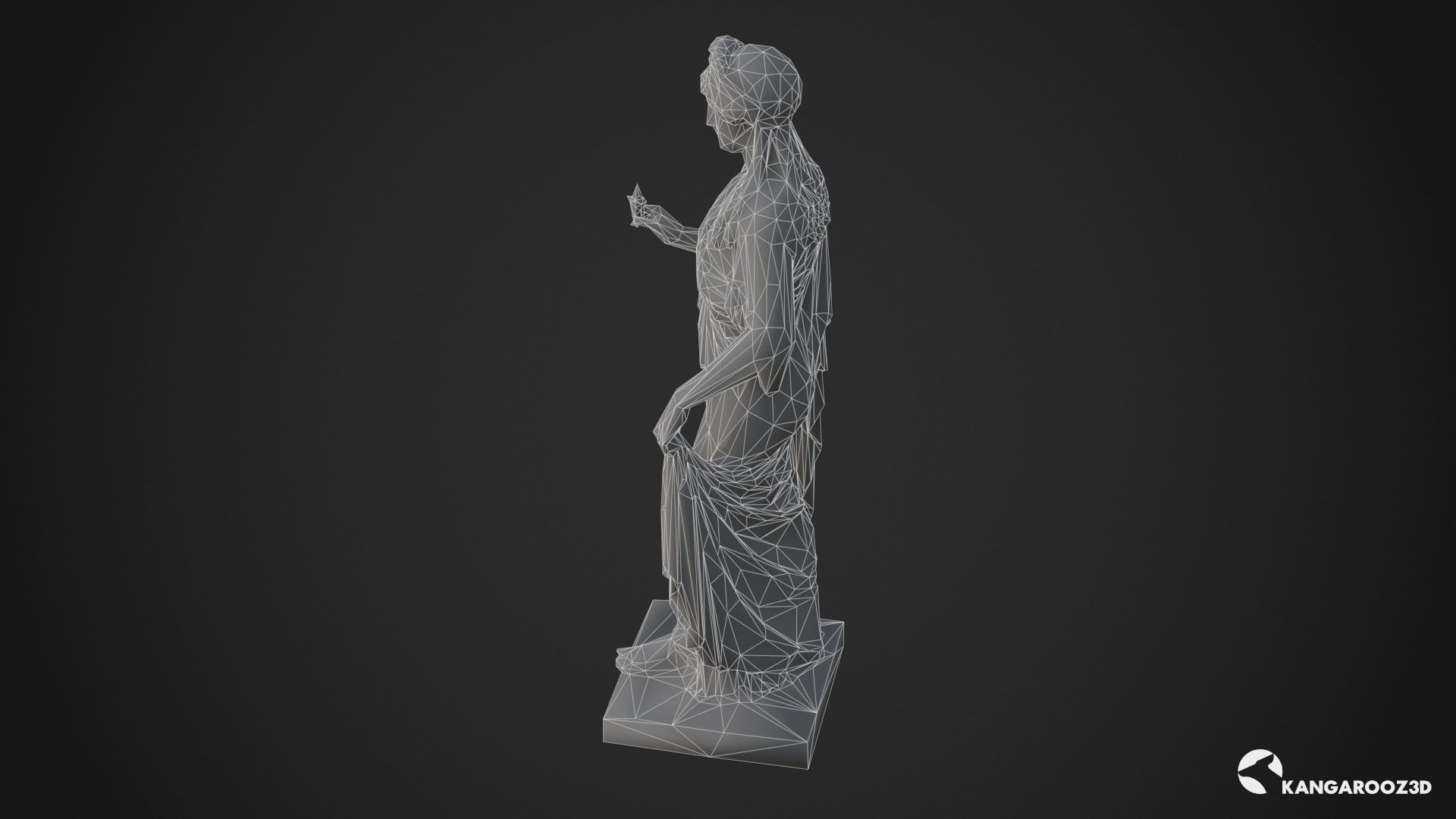 Hope Antique Statue - Old Granite Low-poly 3D model_19