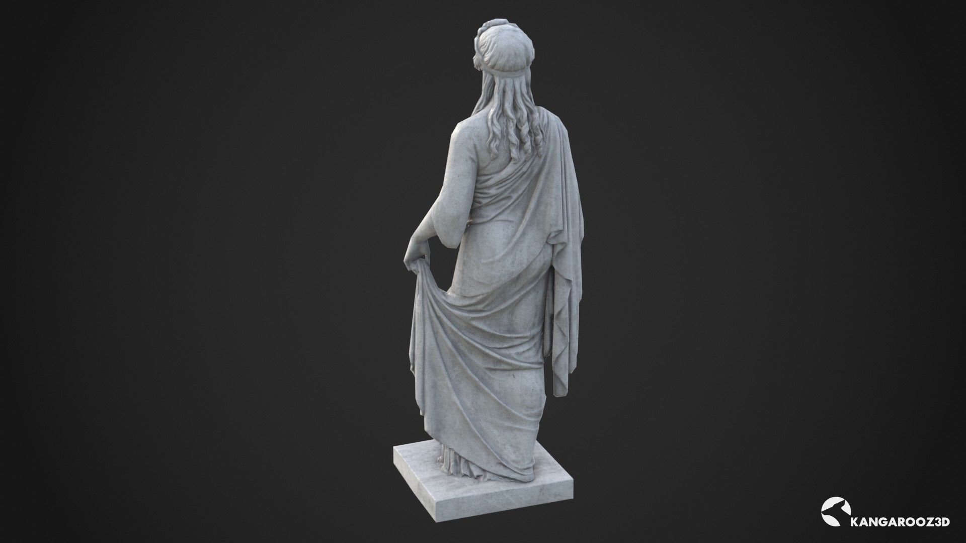 Hope Antique Statue - Old Granite Low-poly 3D model_5