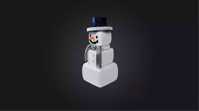 Blocky Snowman Low-poly 3D model