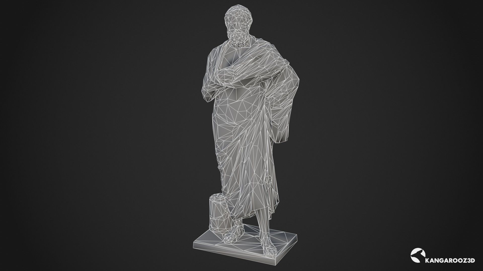 Sophocles Antique Statue - White Marble Low-poly 3D model_21