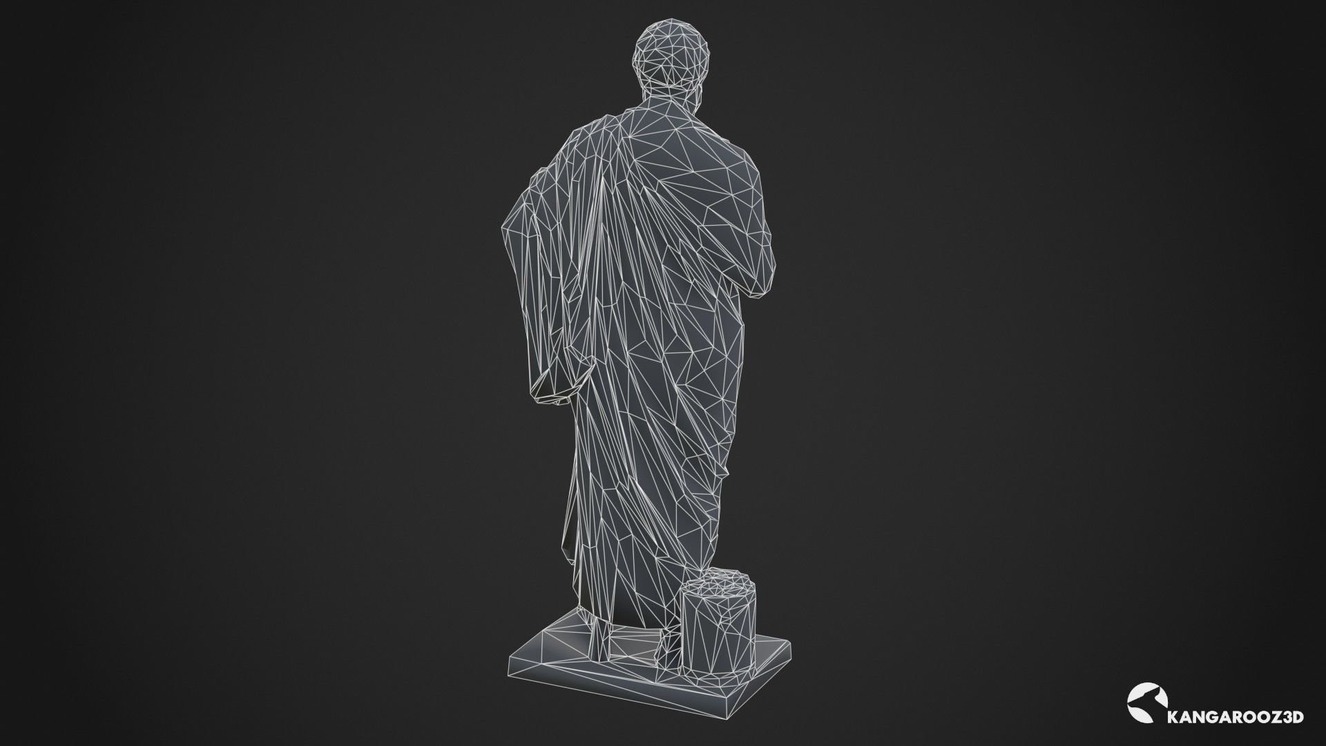 Sophocles Antique Statue - White Marble Low-poly 3D model_17