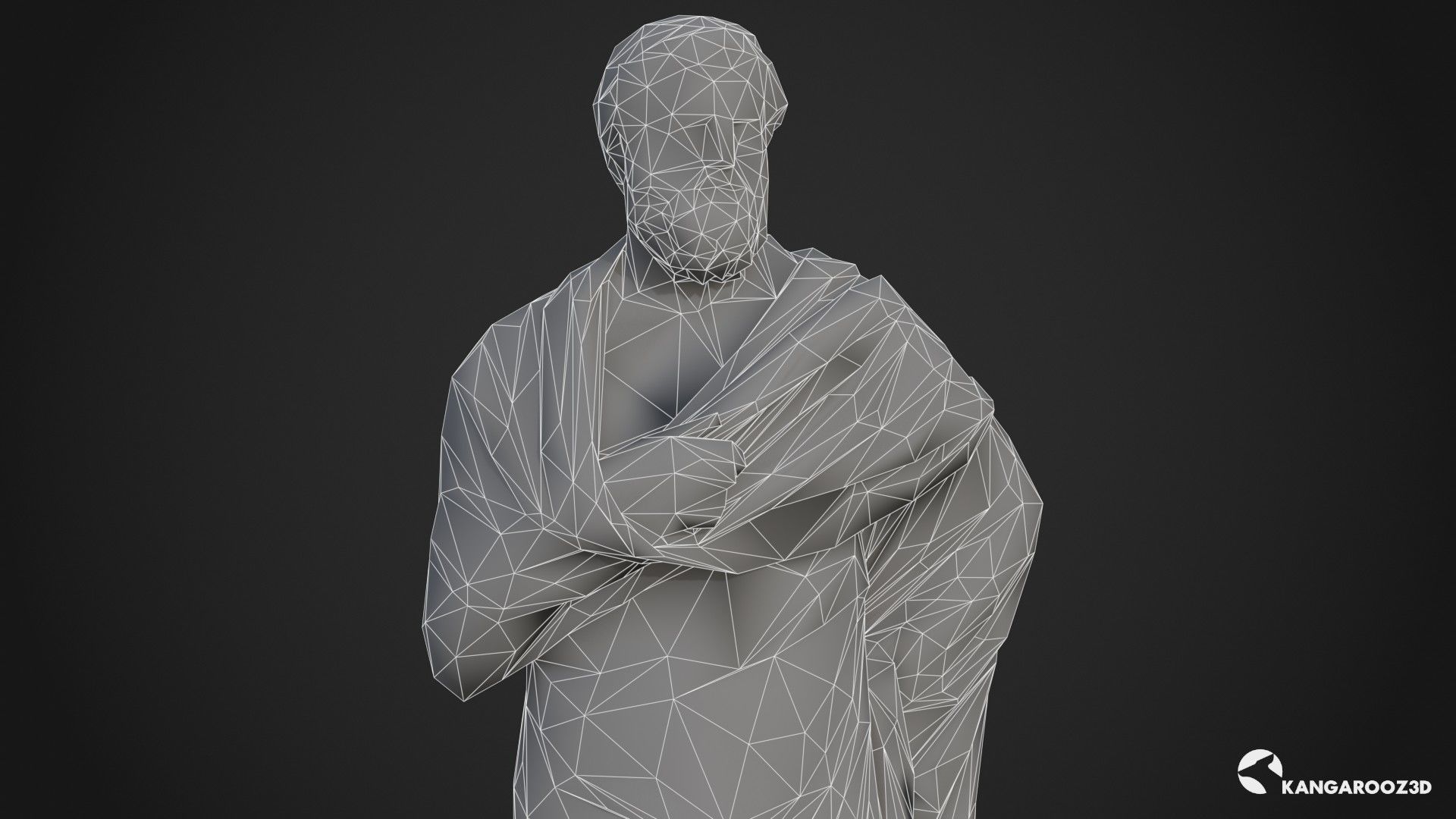 Sophocles Antique Statue - White Marble Low-poly 3D model_22