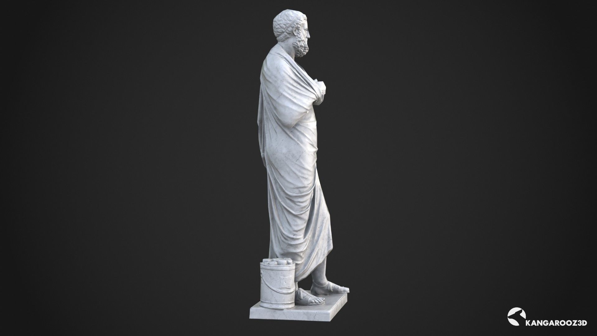 Sophocles Antique Statue - White Marble Low-poly 3D model_3