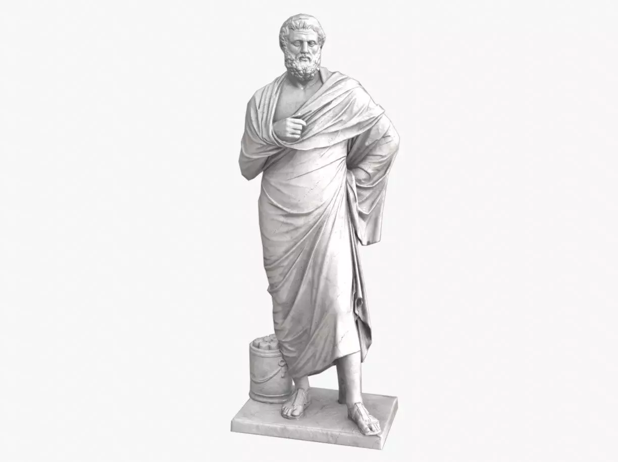 Sophocles Antique Statue - White Marble Low-poly 3D model_0