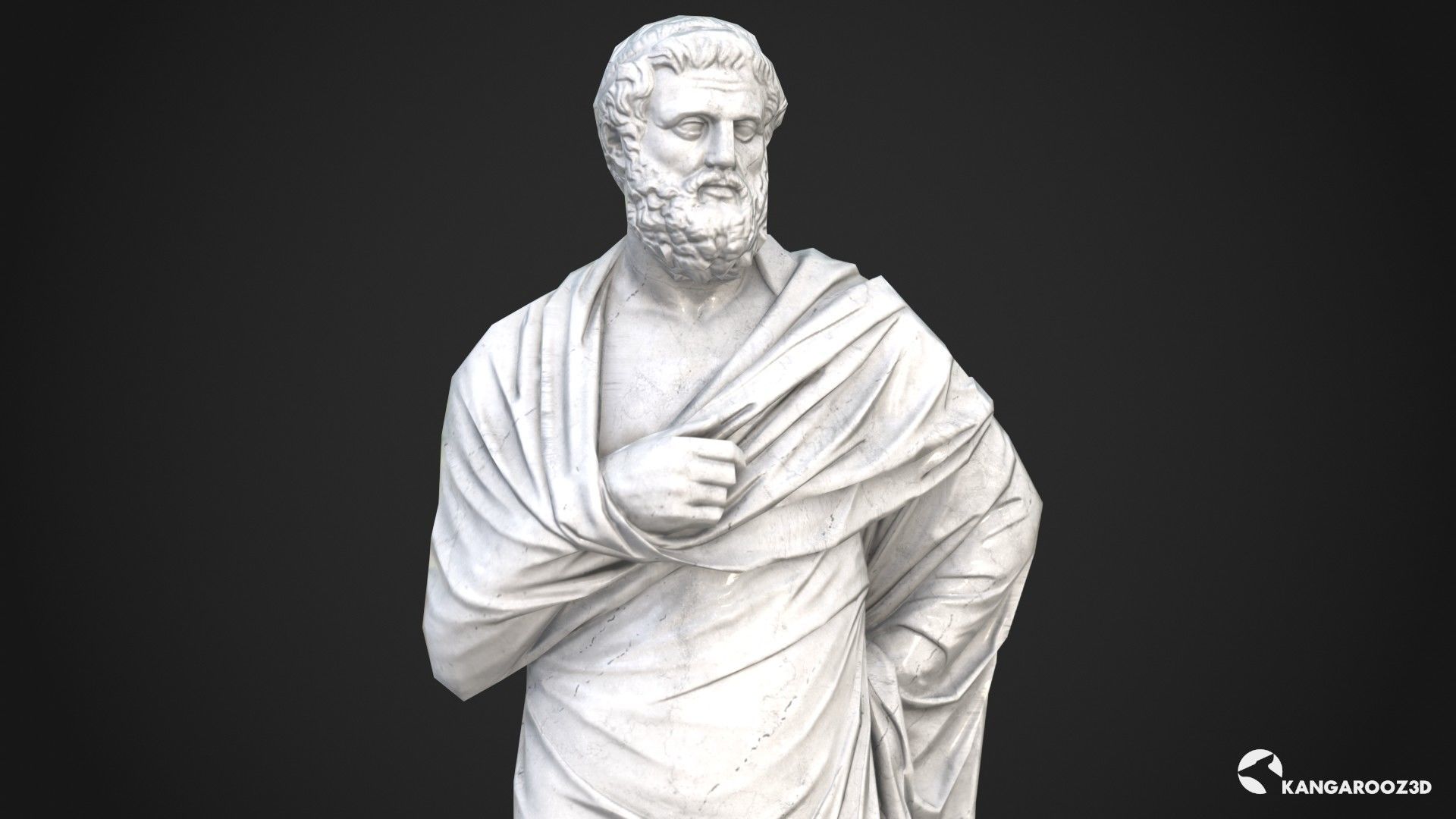 Sophocles Antique Statue - White Marble Low-poly 3D model_9