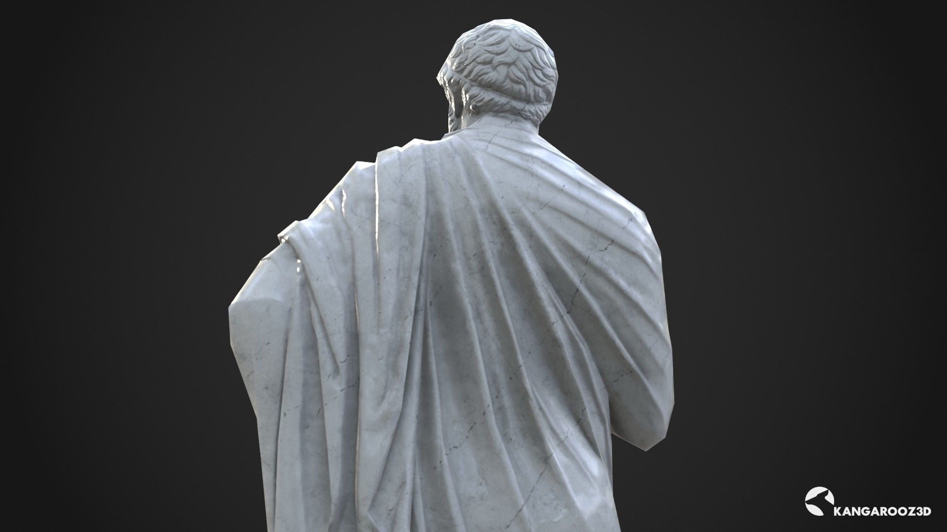 Sophocles Antique Statue - White Marble Low-poly 3D model_10