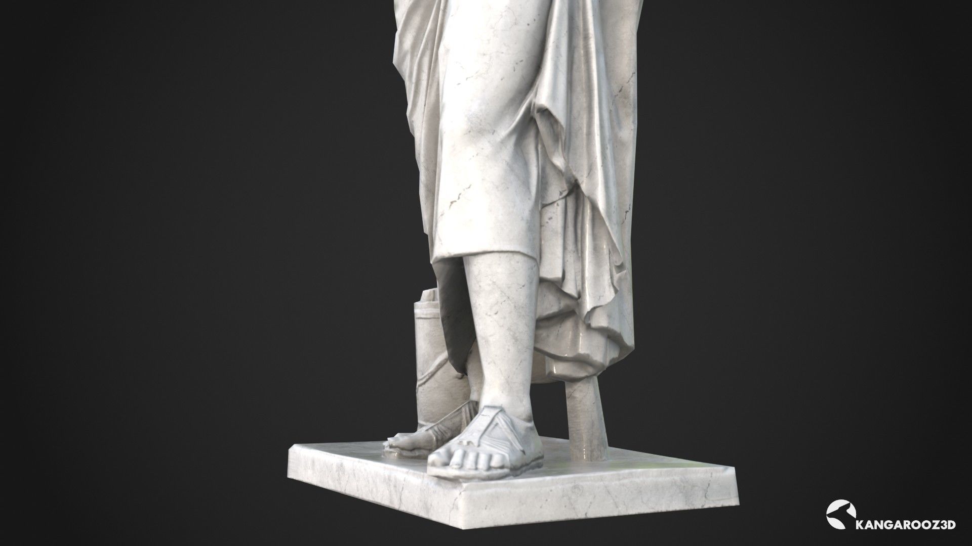 Sophocles Antique Statue - White Marble Low-poly 3D model_11