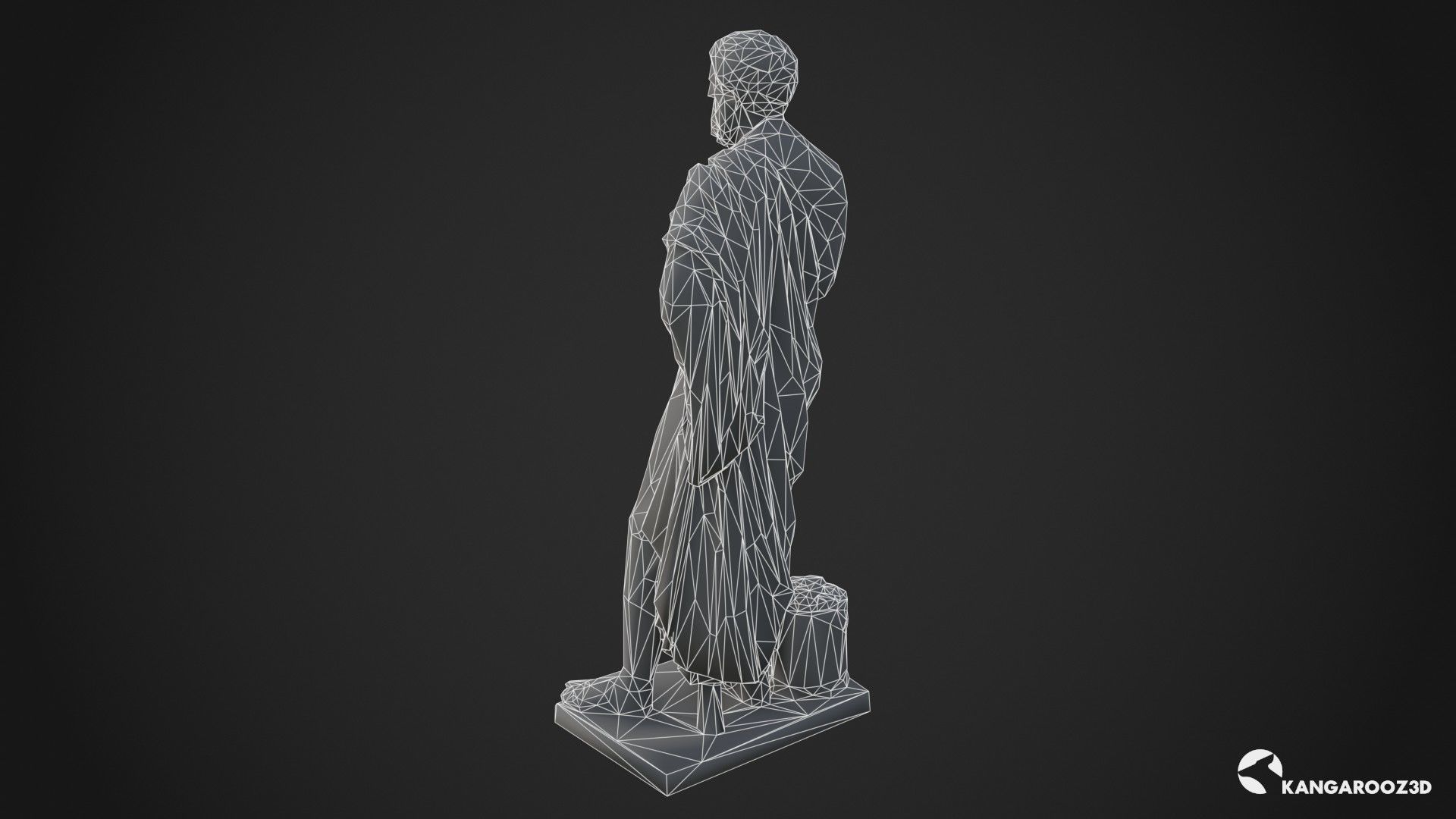 Sophocles Antique Statue - White Marble Low-poly 3D model_18