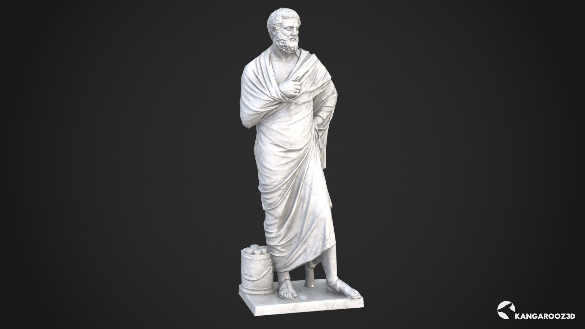 Sophocles Antique Statue - White Marble Low-poly 3D model_2