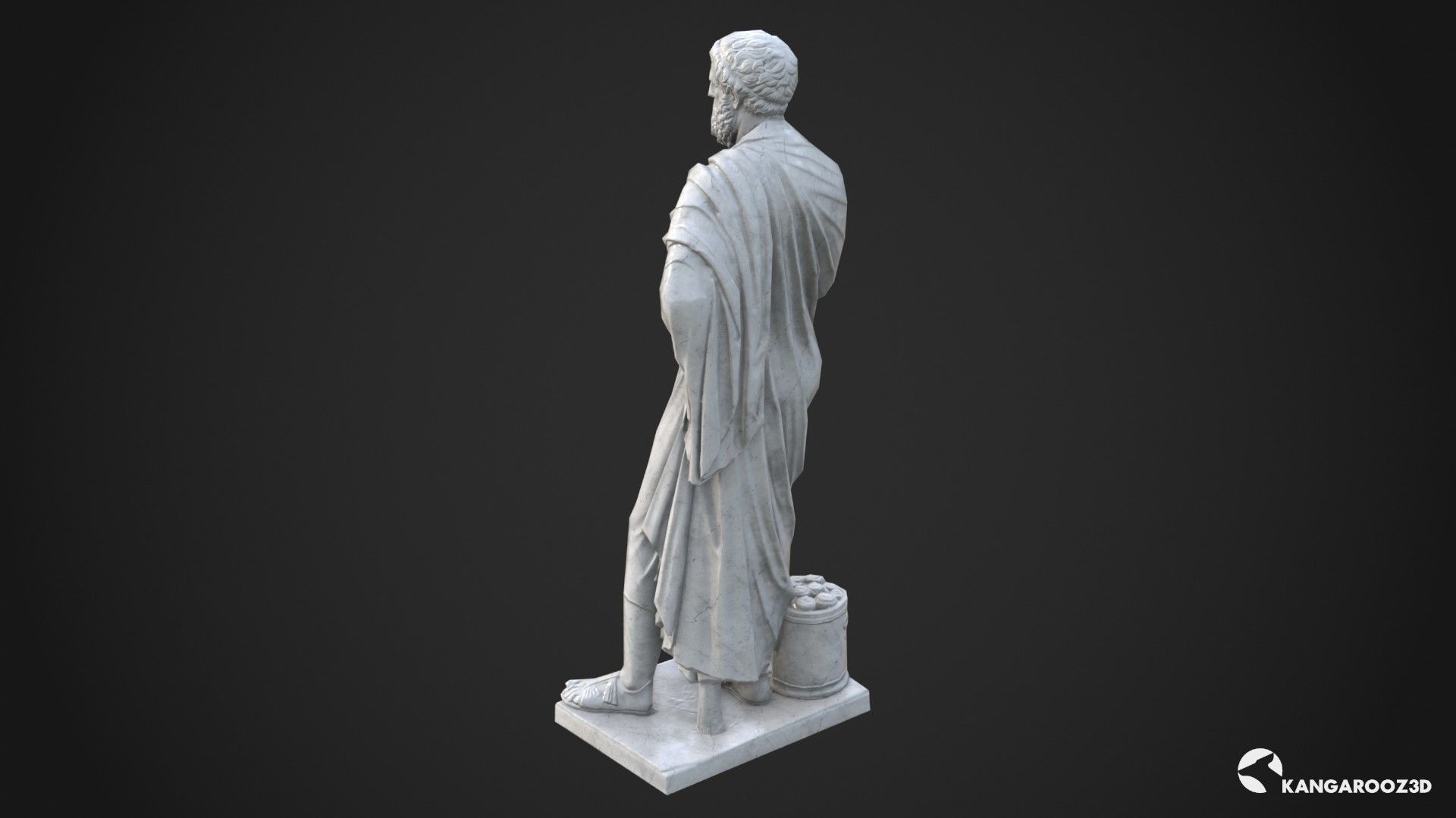 Sophocles Antique Statue - White Marble Low-poly 3D model_5