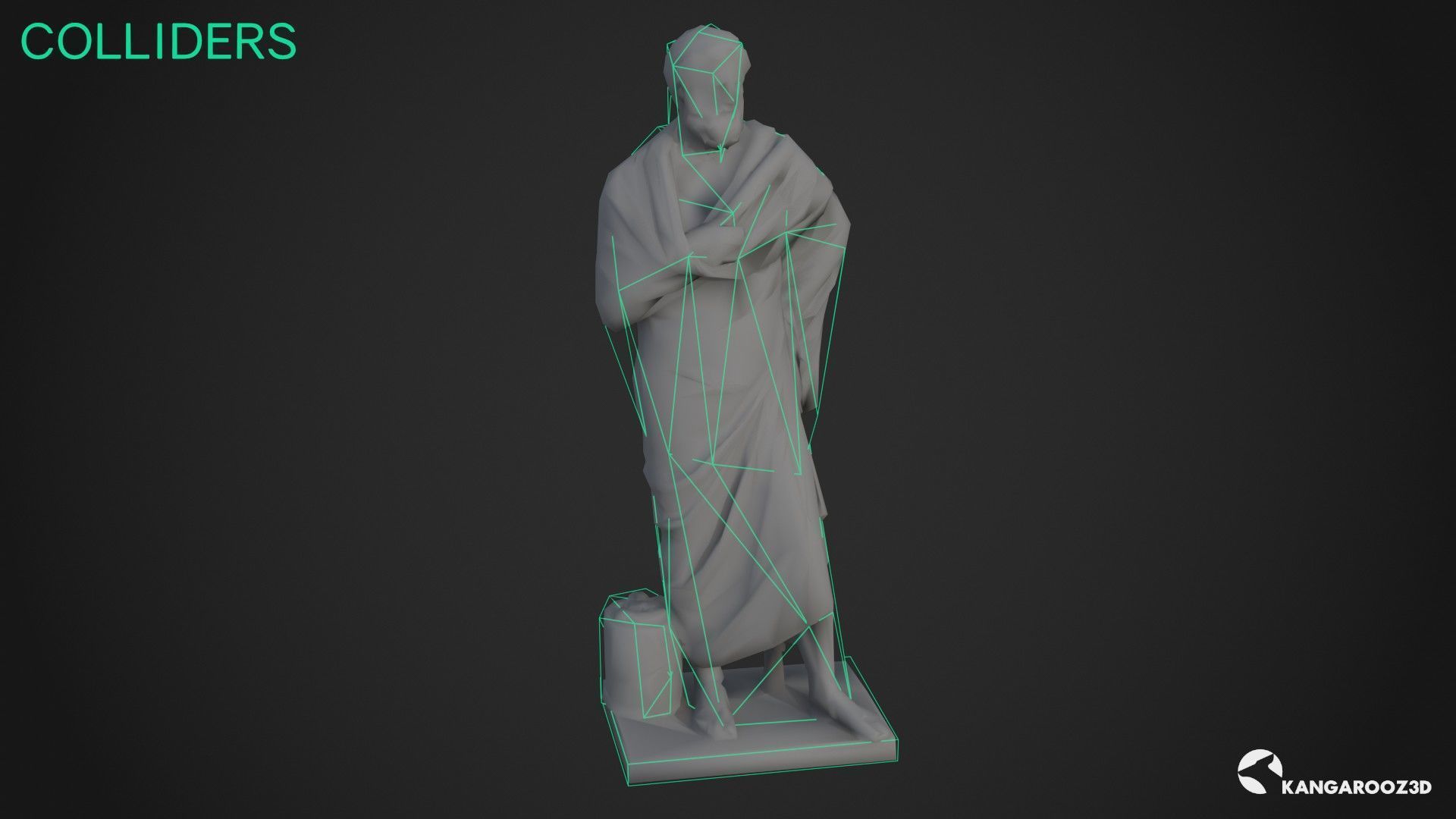 Sophocles Antique Statue - White Marble Low-poly 3D model_13