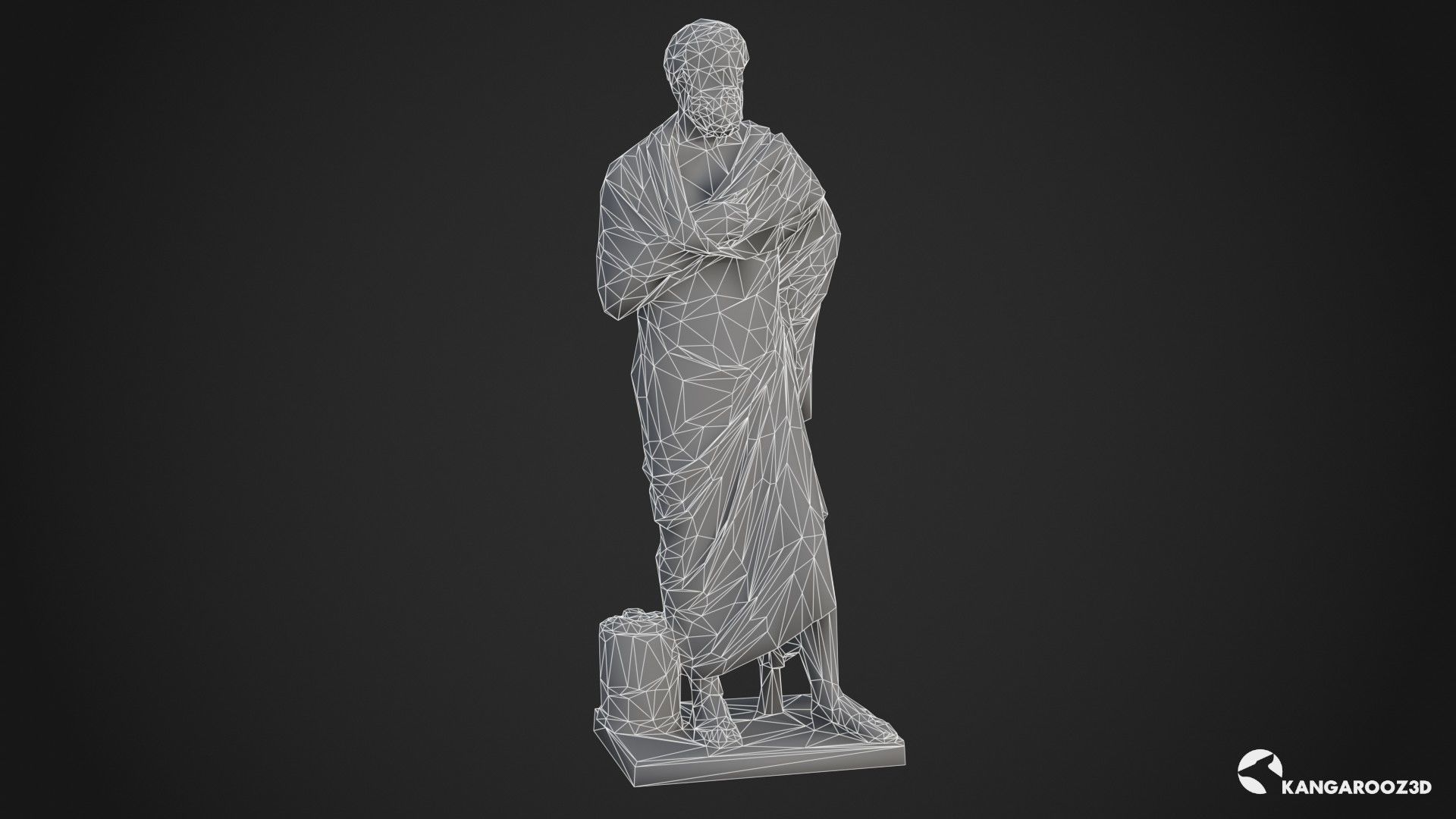 Sophocles Antique Statue - White Marble Low-poly 3D model_15