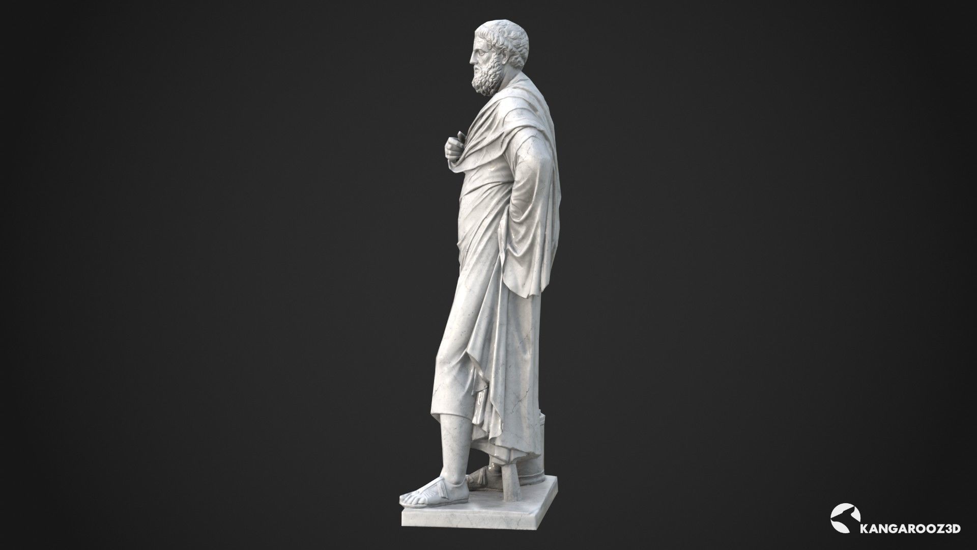 Sophocles Antique Statue - White Marble Low-poly 3D model_6
