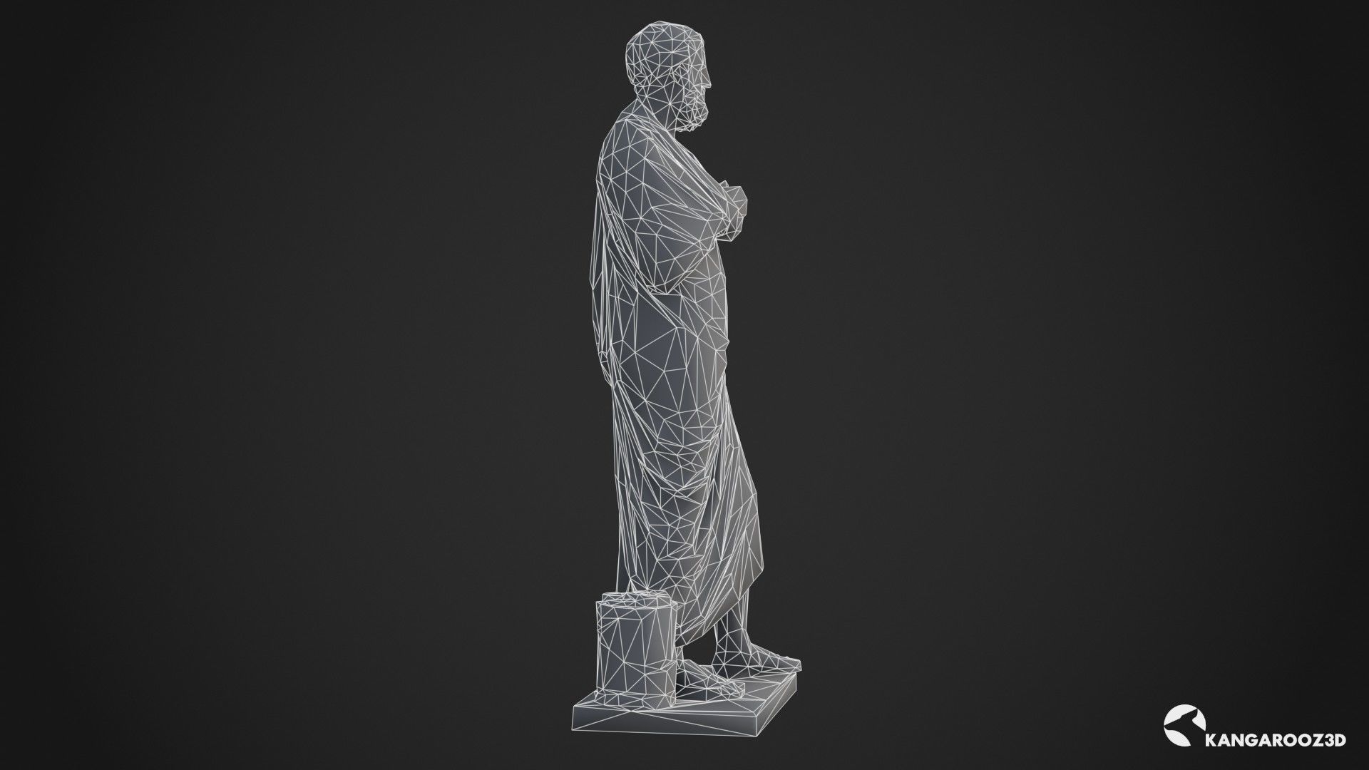 Sophocles Antique Statue - White Marble Low-poly 3D model_16