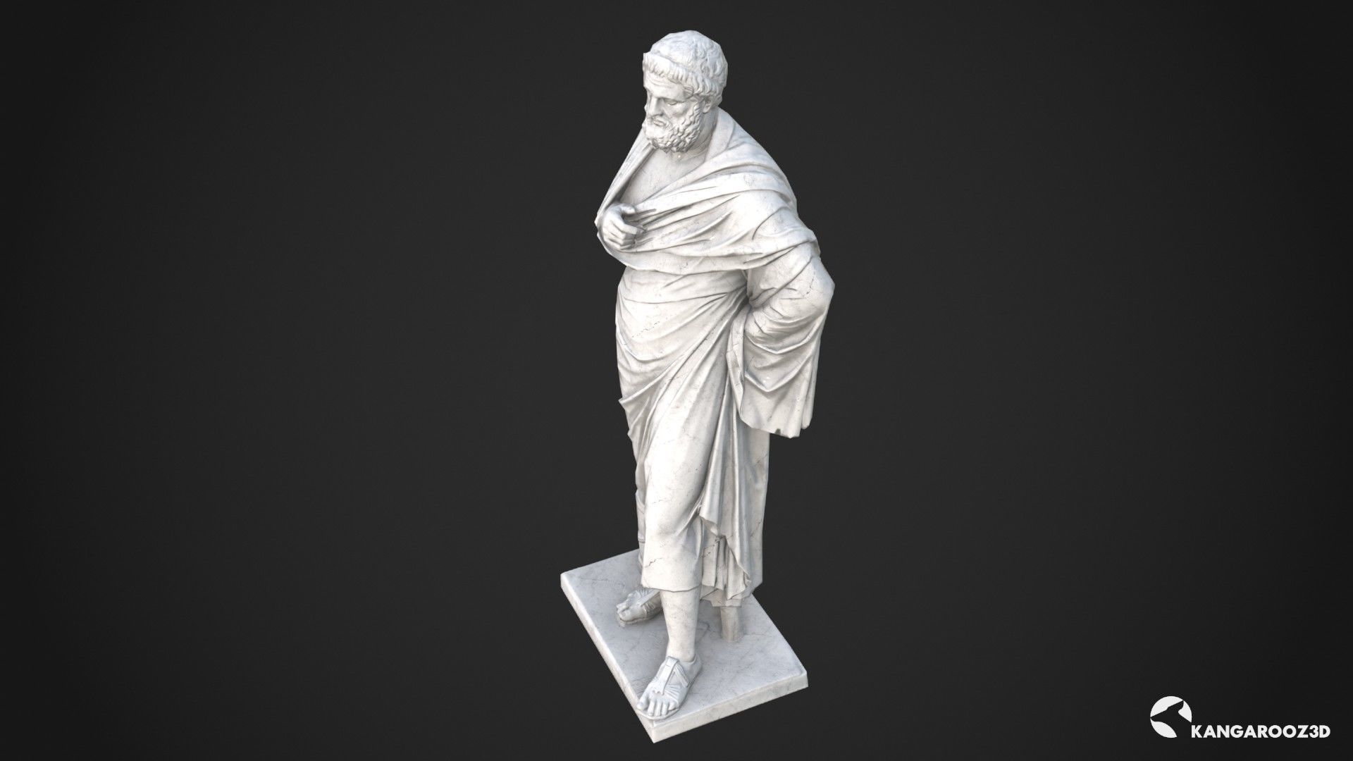 Sophocles Antique Statue - White Marble Low-poly 3D model_7