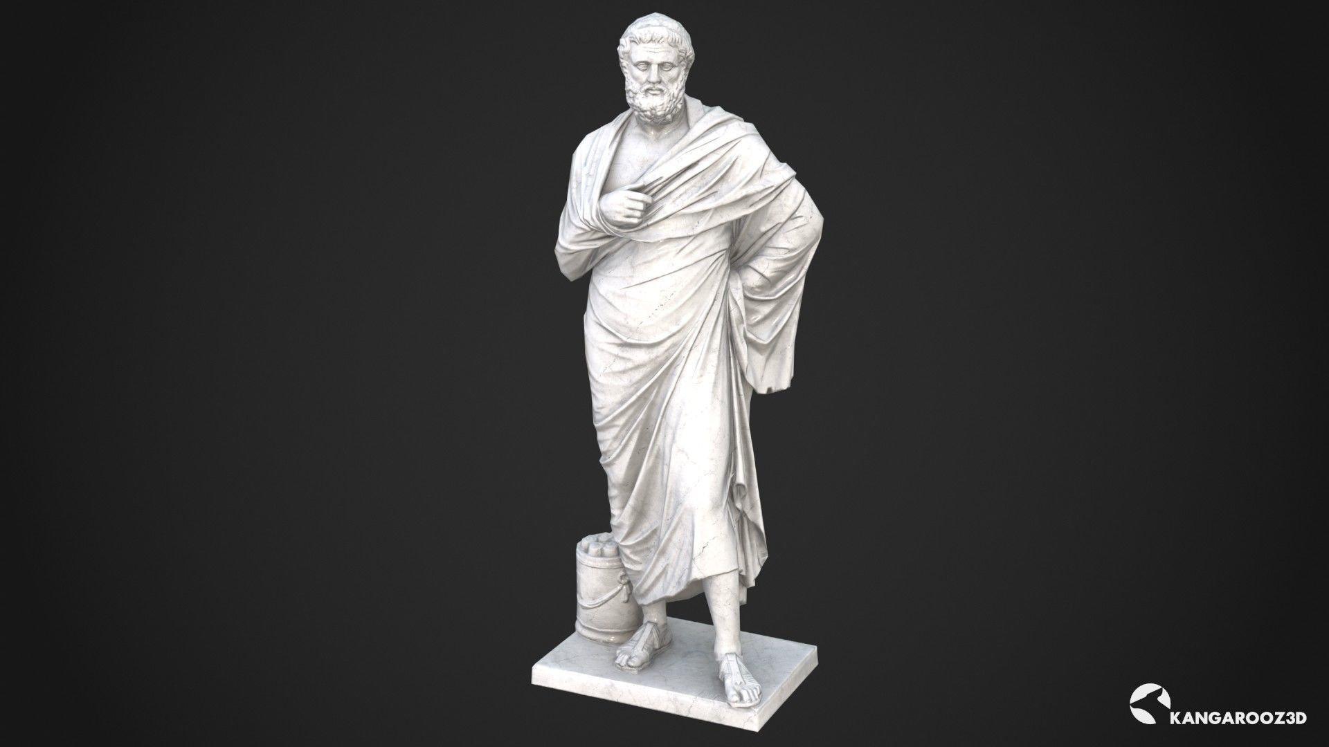 Sophocles Antique Statue - White Marble Low-poly 3D model_8