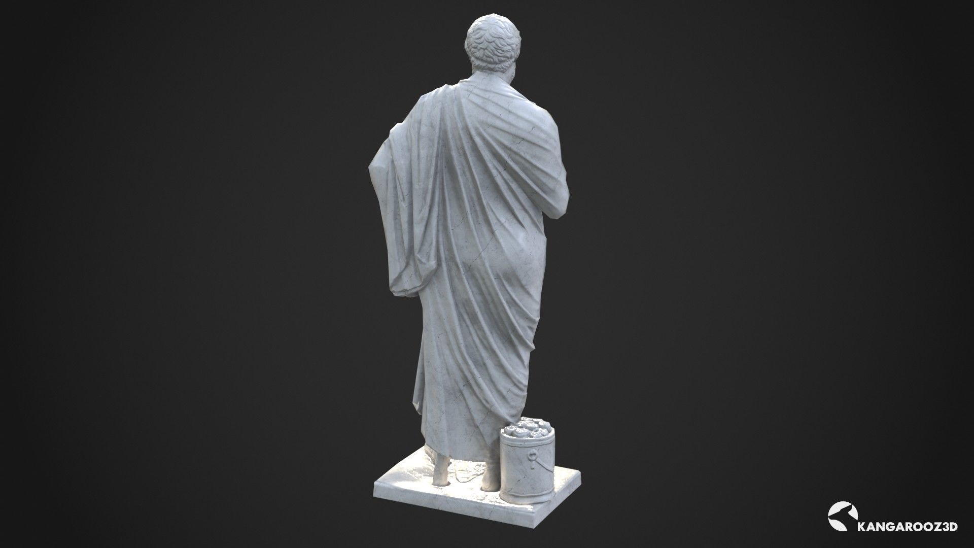 Sophocles Antique Statue - White Marble Low-poly 3D model_4