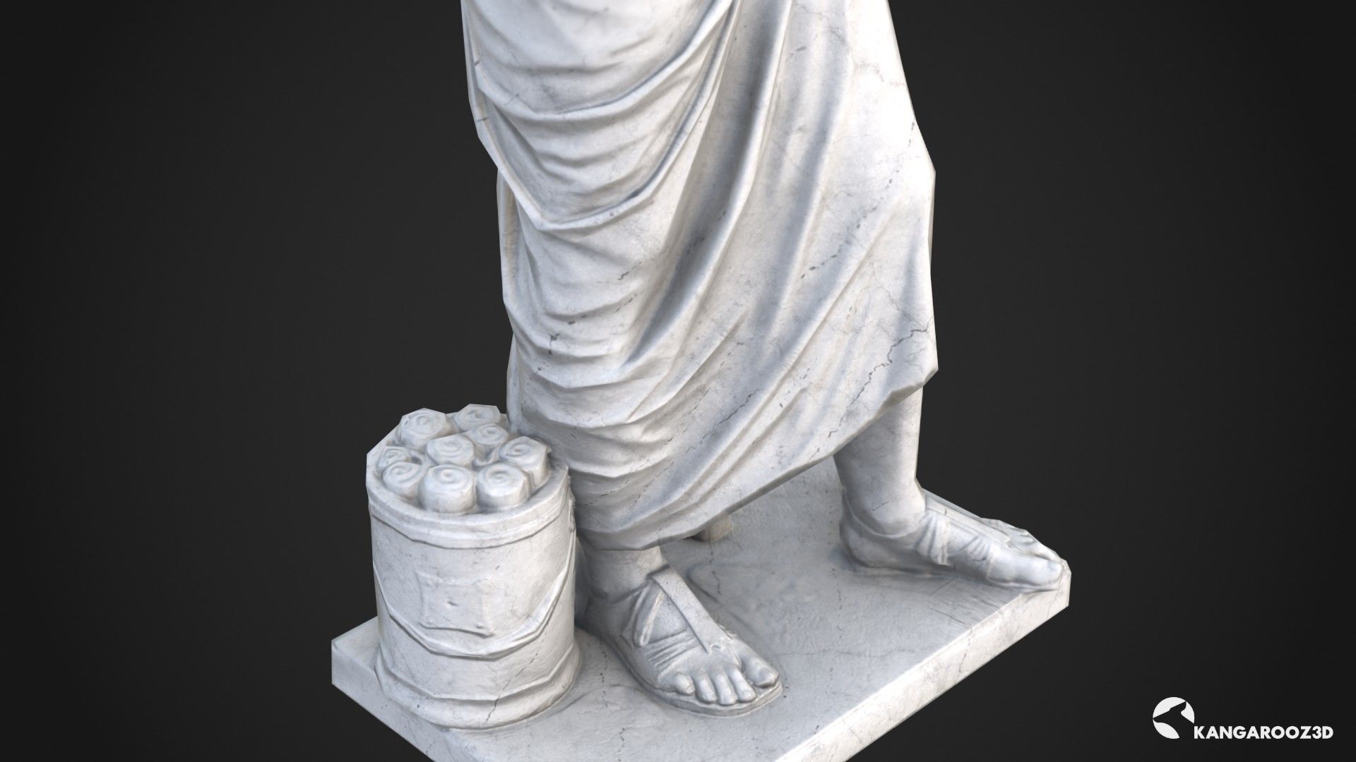 Sophocles Antique Statue - White Marble Low-poly 3D model_12