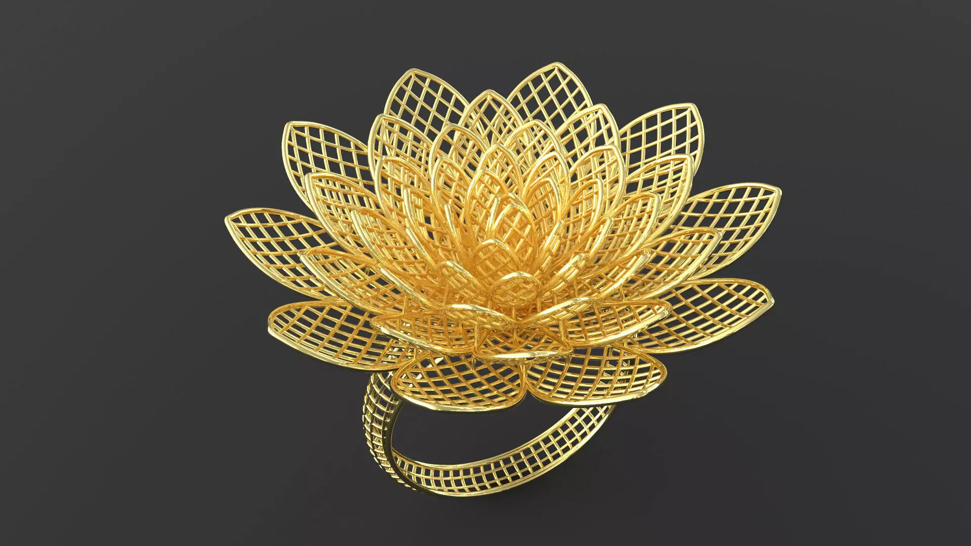 gold fusion flower ring 3D print model