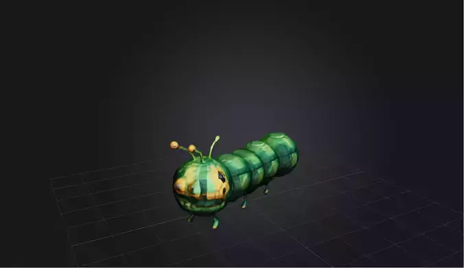 Voxel Caterpillar   Low-poly 3D model