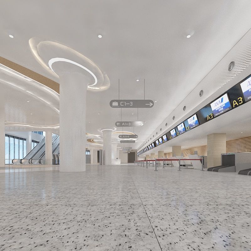 Airport hall 3D model_10