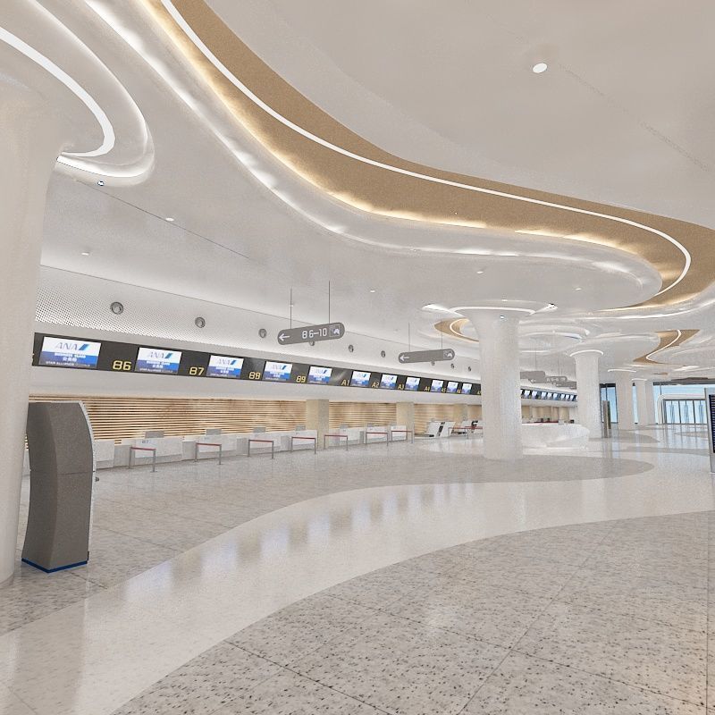 Airport hall 3D model_2