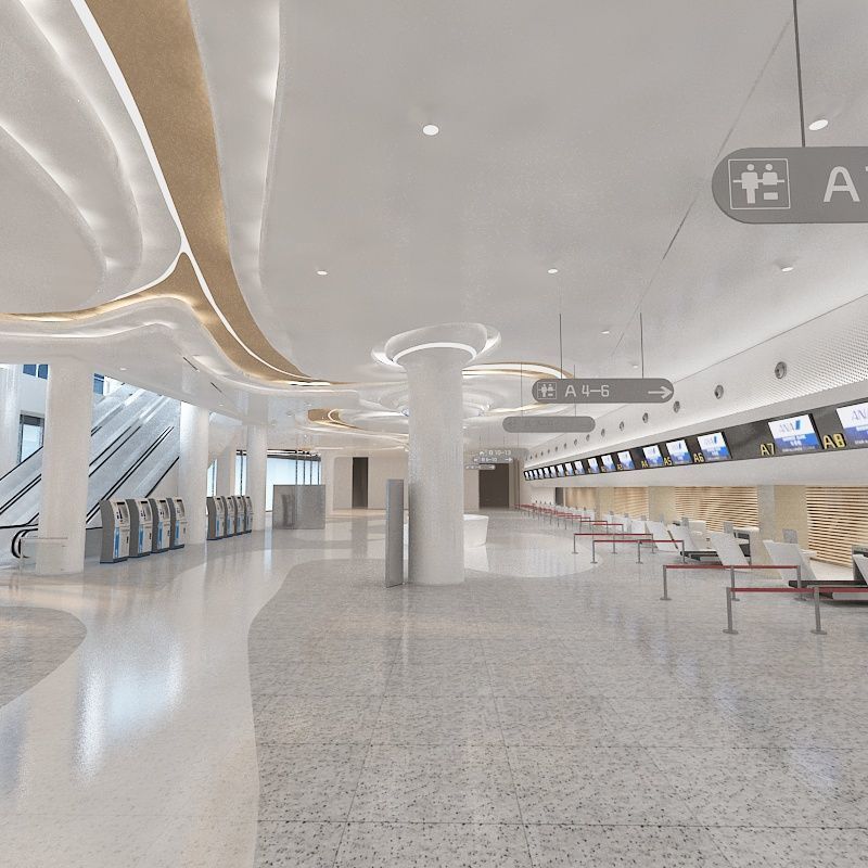 Airport hall 3D model_1