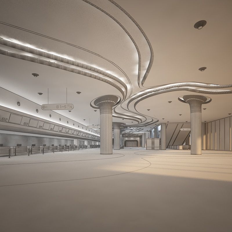 Airport hall 3D model_15