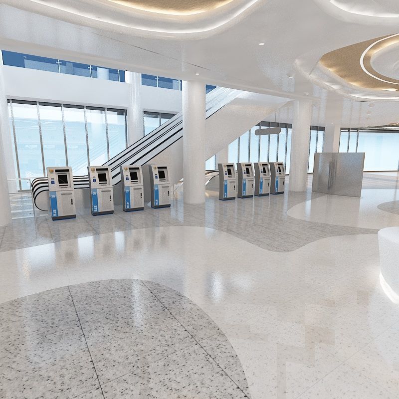 Airport hall 3D model_7