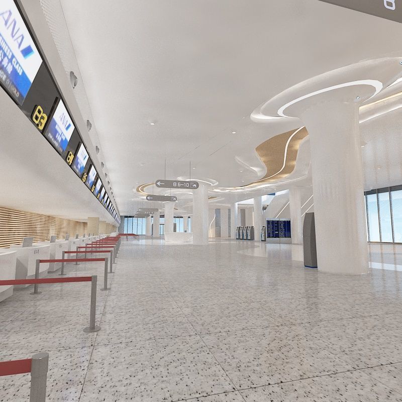 Airport hall 3D model_3