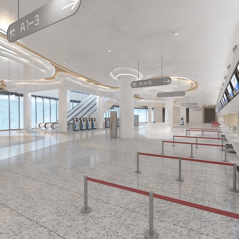 Airport hall 3D model_6