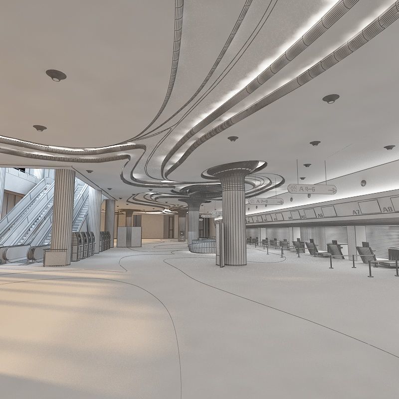 Airport hall 3D model_14