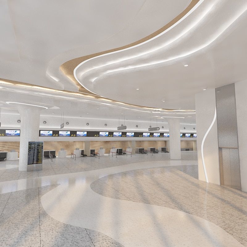 Airport hall 3D model_5