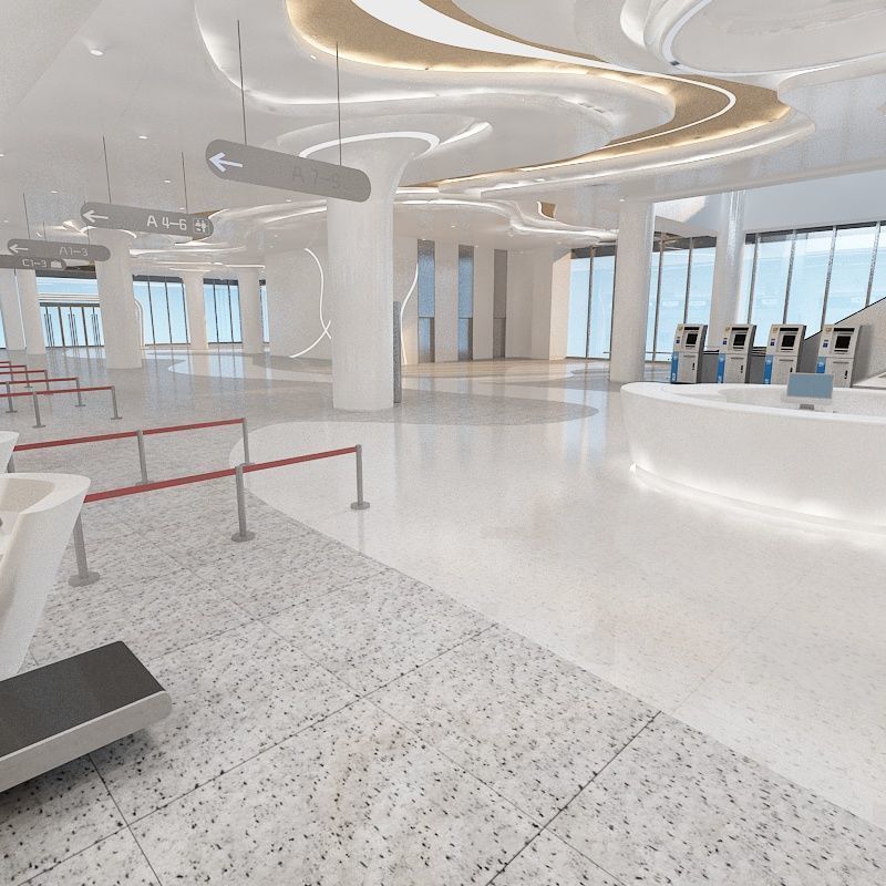 Airport hall 3D model_9